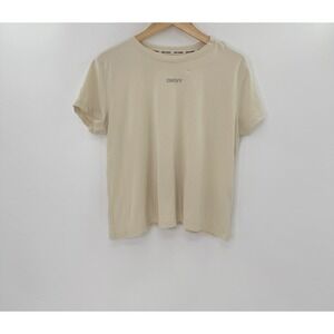 DKNY Sport‎ Women's Short Sleeve T-Shirt Beige Crew Neck Blouse Size Sm Preppy
